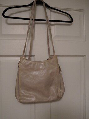 Tignanello Taupe Leather Shoulder Bag Tote Purse Zip Pocket Convertible Strap